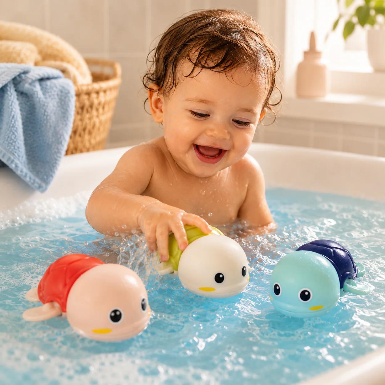 Boombie™ 🌊 Suda Yüzen Kurmalı Kaplumbağa Çocuk Banyo Oyuncağı